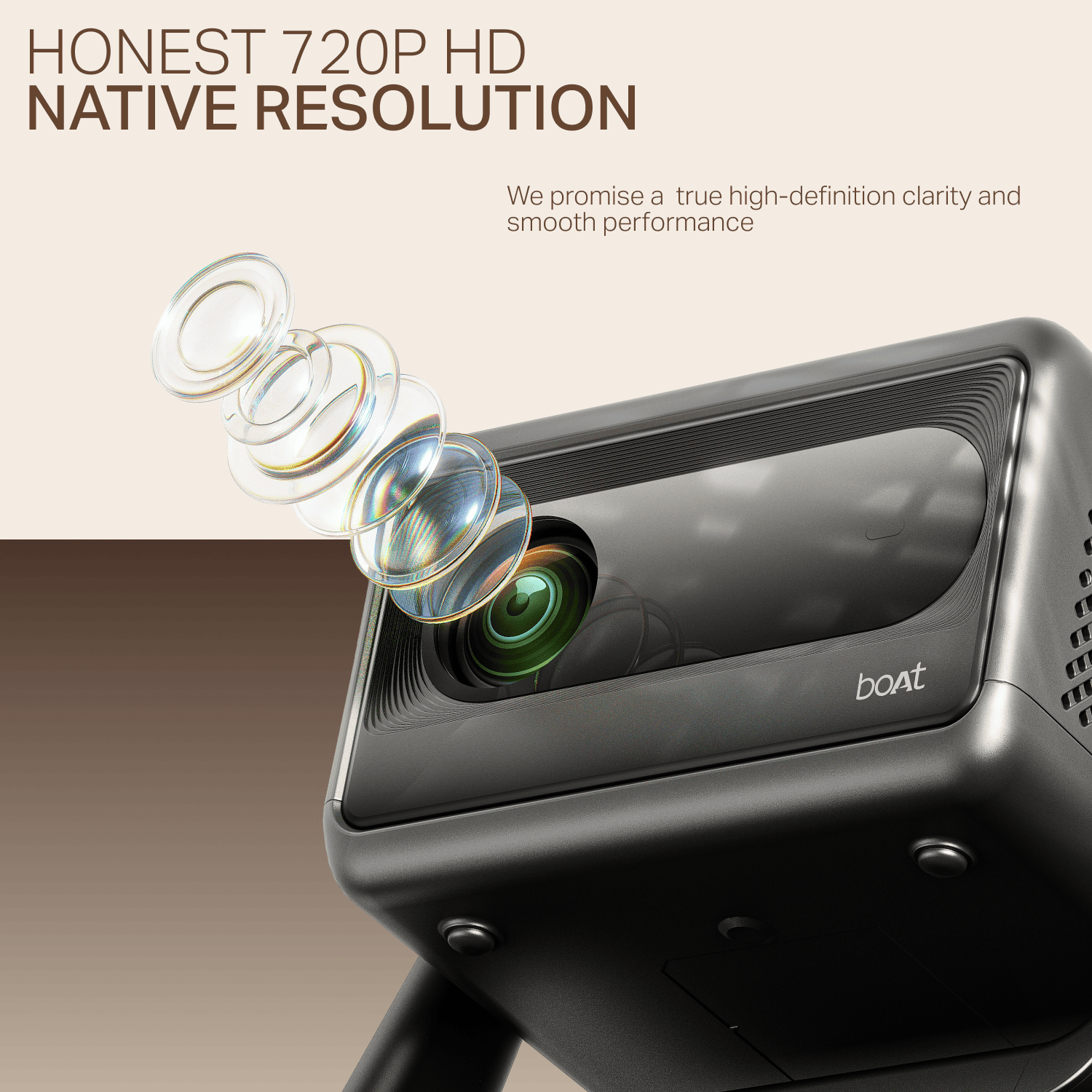 boAt Cinehead E1 | Smart Projector with 1080p Support, Android 13, and Up to 150” Big-Screen Viewing