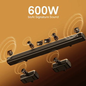 boAt Aavante Bar Prime DA600 | 600W 5.2 Channel Soundbar with Dual Wired Subwoofers & Rear Satellites