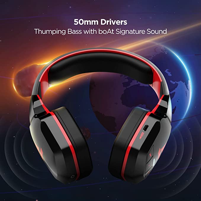 boAt Rockerz 510 | Bluetooth Headphone with super extra bass, Upto 20 Hours Playback, 50mm Dynamic Driver, 400 mah Battery