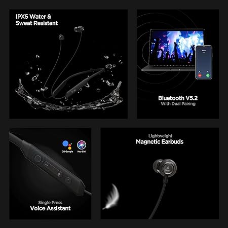 boAt Rockerz 205 Pro | Bluetooth Earphone with 10mm Drivers, Upto 30 Hour Playback, Lightweight Magnetic Earbuds