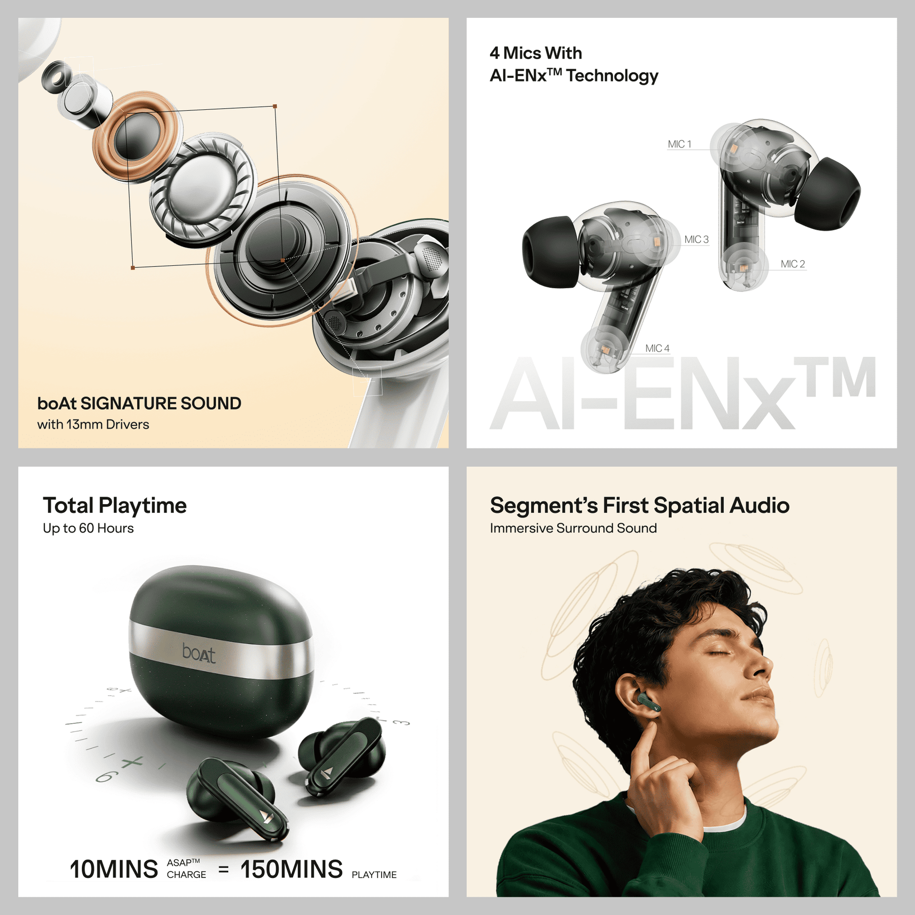 boAt Airdopes Plus 224 | TWS Earbuds with 60 Hours Playback & Spatial Audio