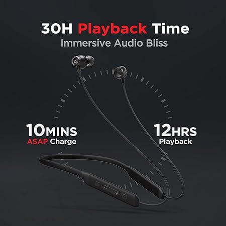 boAt Rockerz 205 Pro | Bluetooth Earphone with 10mm Drivers, Upto 30 Hour Playback, Lightweight Magnetic Earbuds