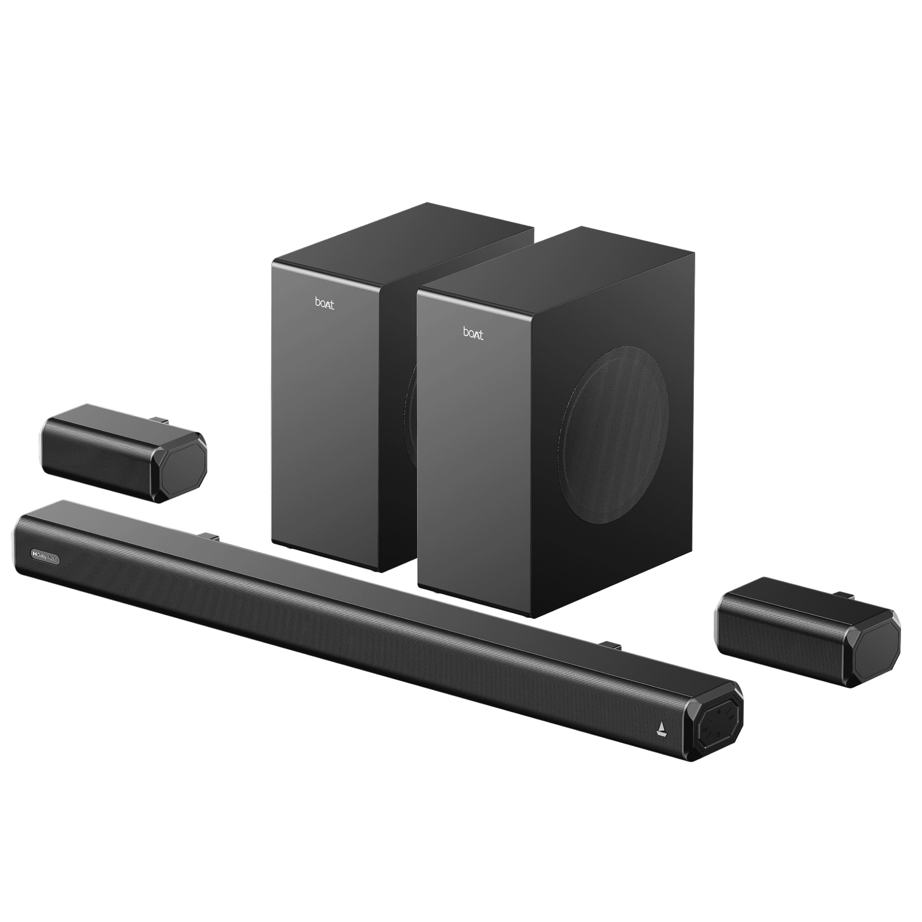 boAt Aavante Bar Prime DA600 | 600W 5.2 Channel Soundbar with Dual Wired Subwoofers & Rear Satellites