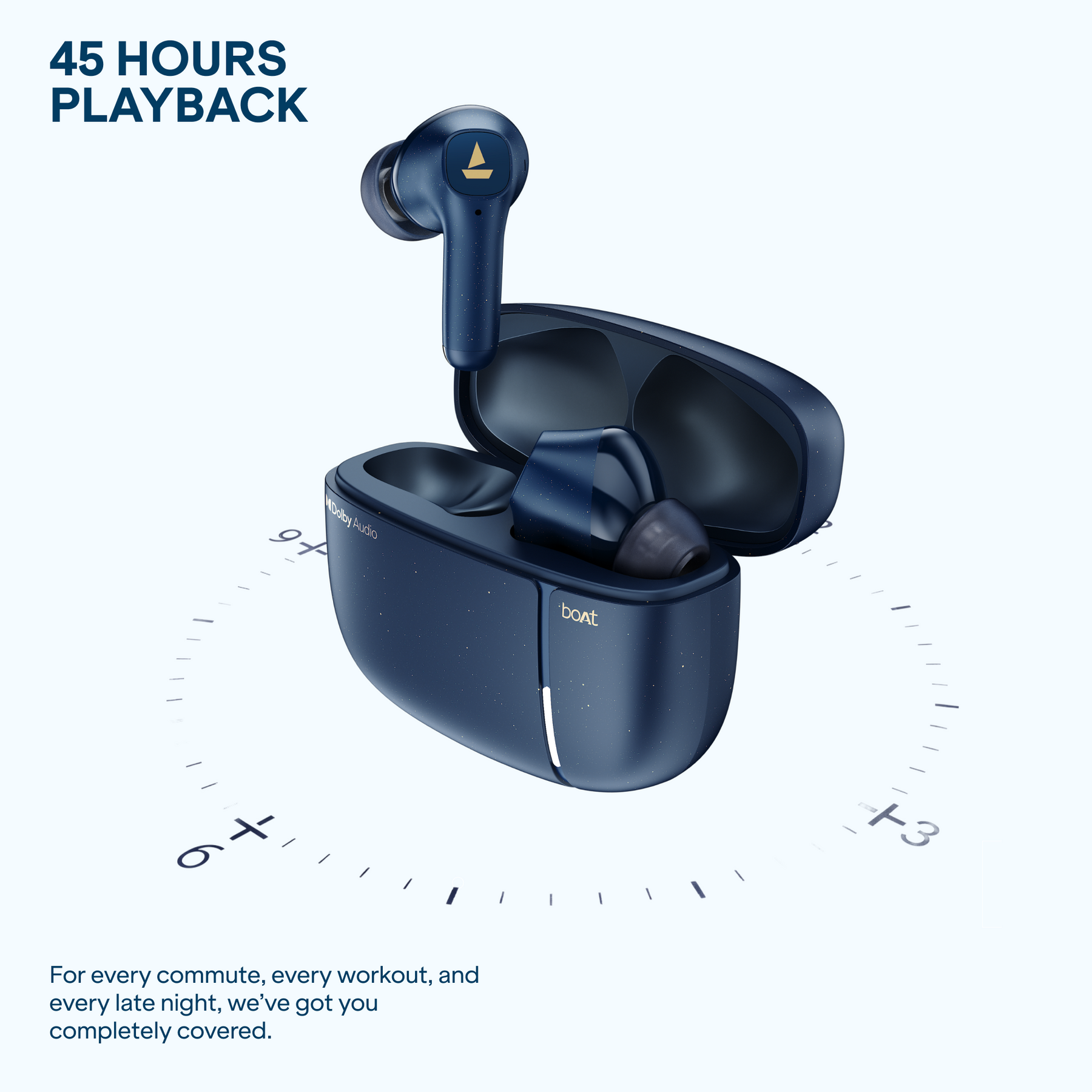 boAt Airdopes Prime 800D | Dolby Audio, 45 Hours Playback & Quad Mics for Crystal Clear Calls