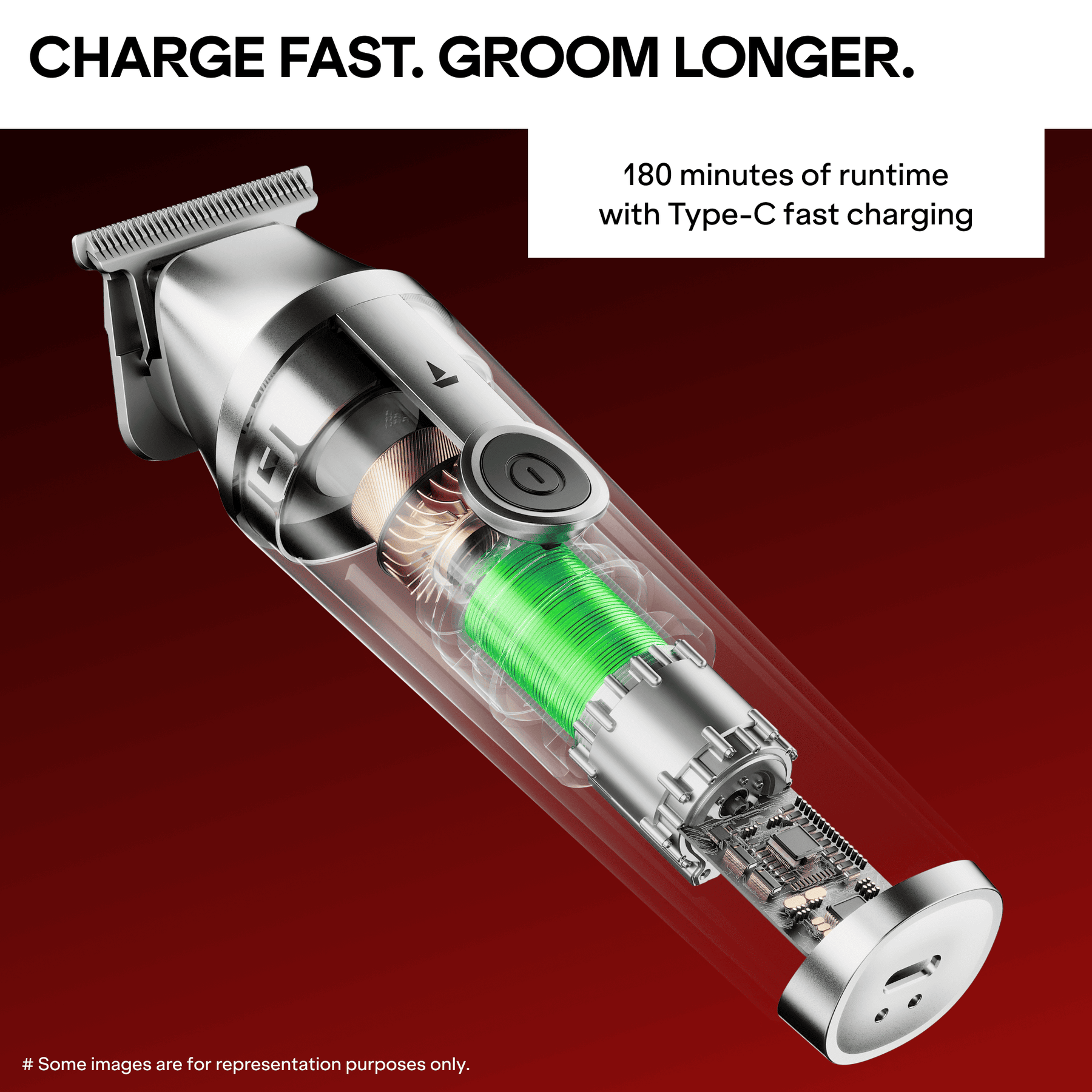 boAt Slazer K100 Trimmer | 180-Min Runtime, Dual Speed Settings & IPX6 Waterproof Design