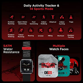 boAt Watch Xtend‌ Batman DC Edition | Premium Smart Watch with Alexa Built-in, 1.69" Inches Big Square Display