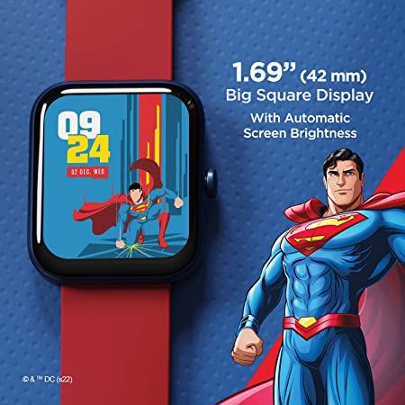boAt Watch Xtend‌ Superman DC Edition | Premium Smart Watch with Alexa Built-in, 1.69" (4.29cm) Big Square Display