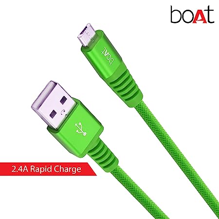 boAt Rugged V3 Micro USB 1.5 Meter | Premium USB Cable with 480Mbps Transfer Speed, Nylon Braiding, Durable Connectors