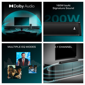 boAt Aavante 2.1 2000D | 200W 2.1 Channel Soundbar with Wired Subwoofer, Multi-Connectivity & EQ Modes