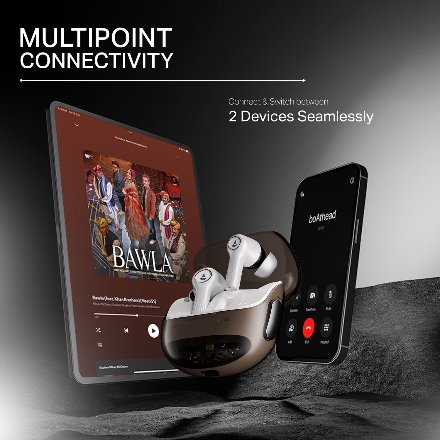 boAt Nirvana Crystl | Wireless Earbuds with 100 Hours Playback, Upto 32dB ANC, BEAST™ Mode, Adaptive EQ by Mimi