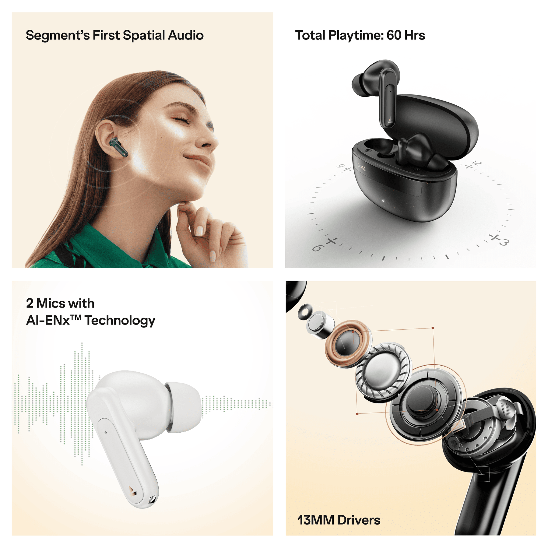 boAt Airdopes Plus 222 | TWS Earbuds with 60 Hours Playback & Spatial Audio