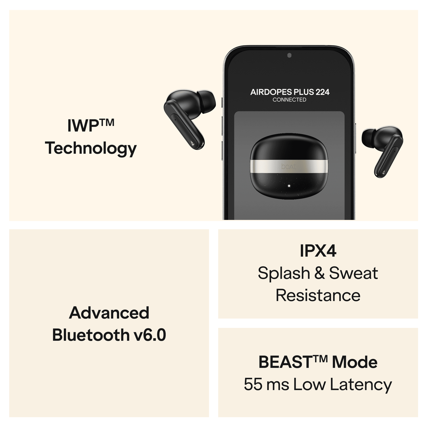 boAt Airdopes Plus 224 | TWS Earbuds with 60 Hours Playback & Spatial Audio