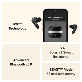boAt Airdopes Plus 224 | TWS Earbuds with 60 Hours Playback & Spatial Audio