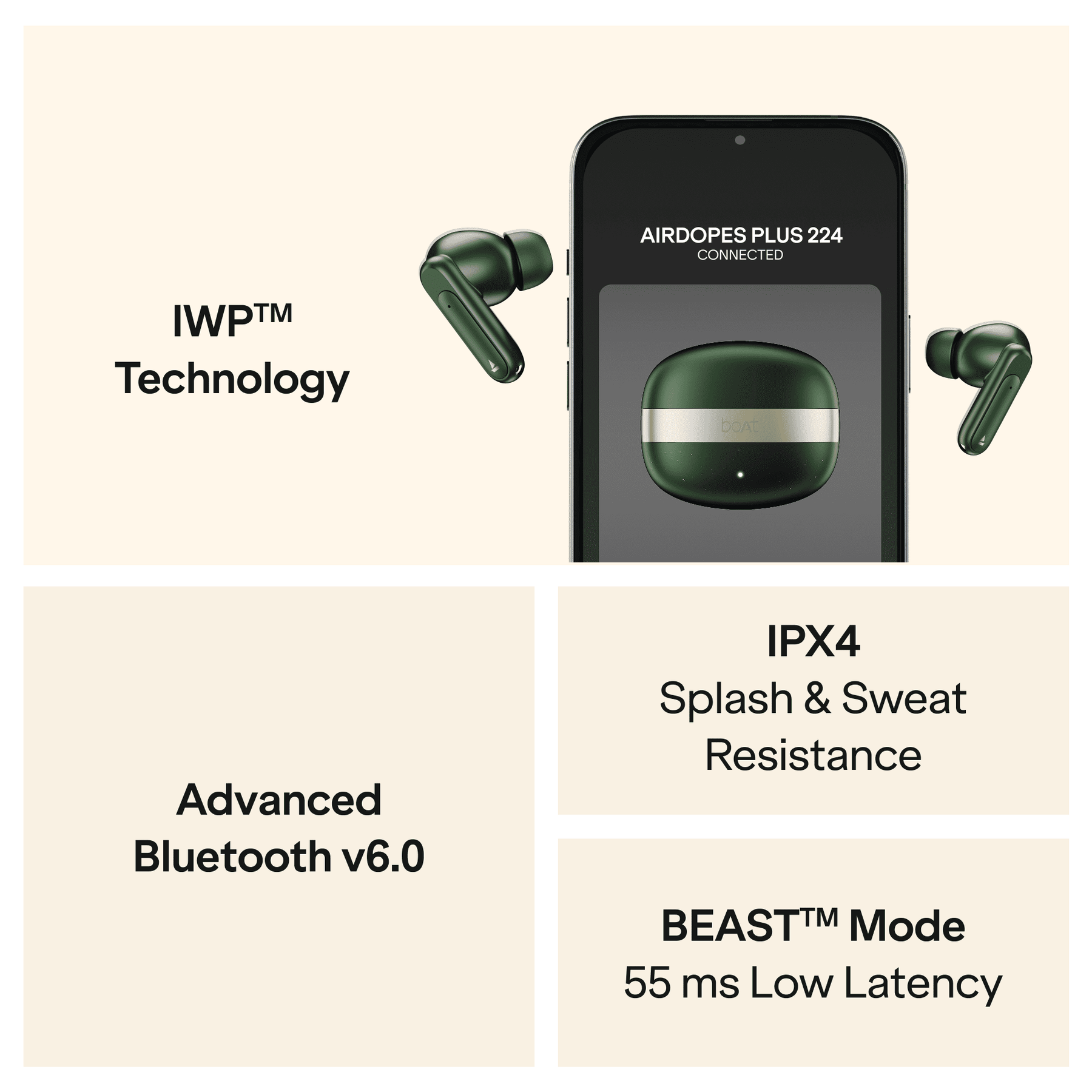 boAt Airdopes Plus 224 | TWS Earbuds with 60 Hours Playback & Spatial Audio