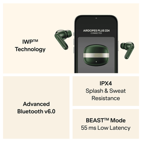 boAt Airdopes Plus 224 | TWS Earbuds with 60 Hours Playback & Spatial Audio