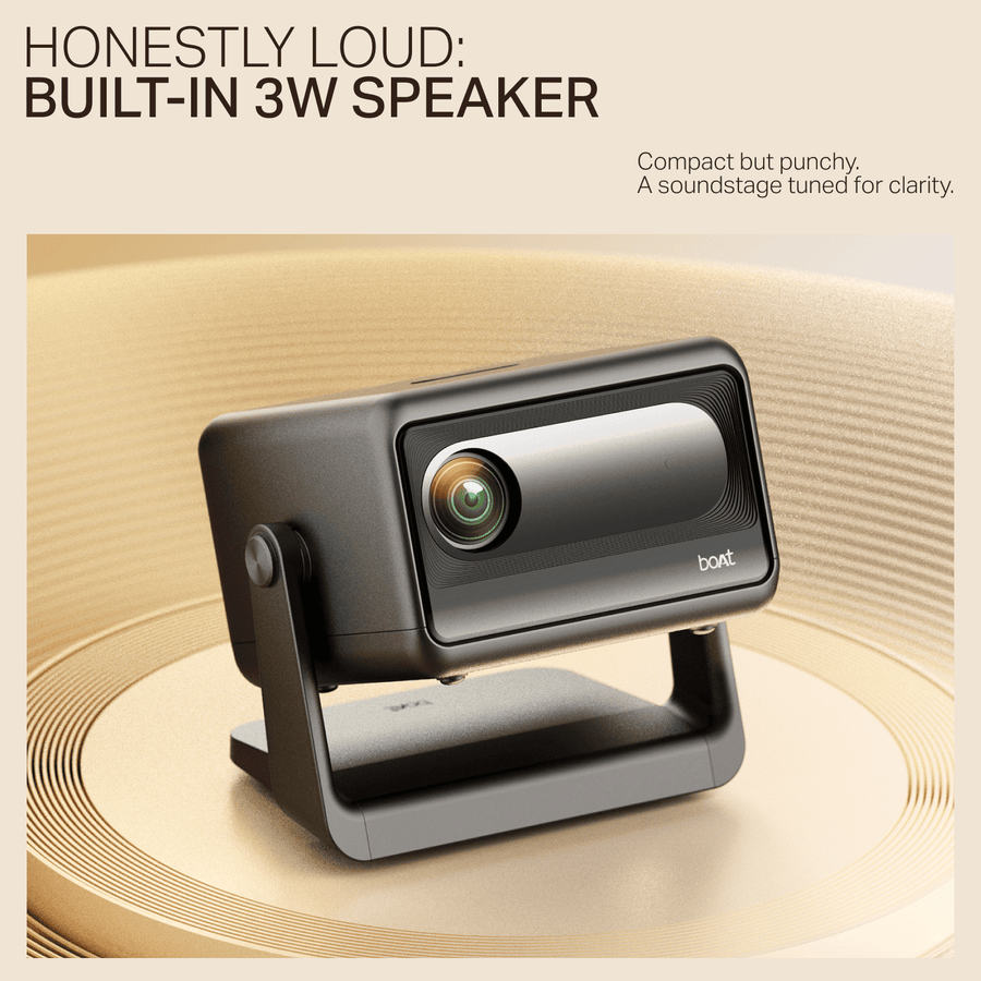 boAt Cinehead E1 – Smart HD Projector with 150” Screen & Android 13