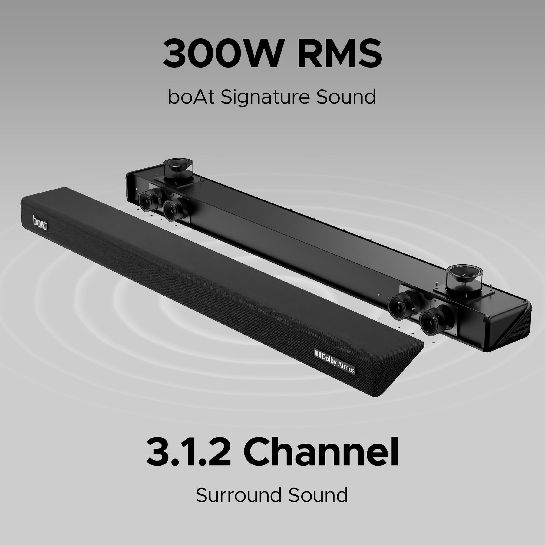 boAt Aavante Bar 4100DA | Soundbar with 300W RMS boAt Signature Sound, 3.1.2 Channel Surround Sound, Bluetooth v5.3