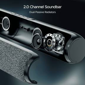 boAt Aavante Bar 590 | 25W RMS Stereo Sound Bluetooth Soundbar, Up to 6 HRS Long Playback, 2.0 Channel, Dual Passive Radiators, BT, AUX, and TF Card
