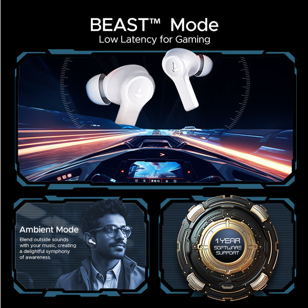 boAt Airdopes Flex 454 ANC | Wireless Earbuds with Active Noise Cancellation up to 32dB, BEAST™ Mode, 10mm Drivers, ASAP™ Charge