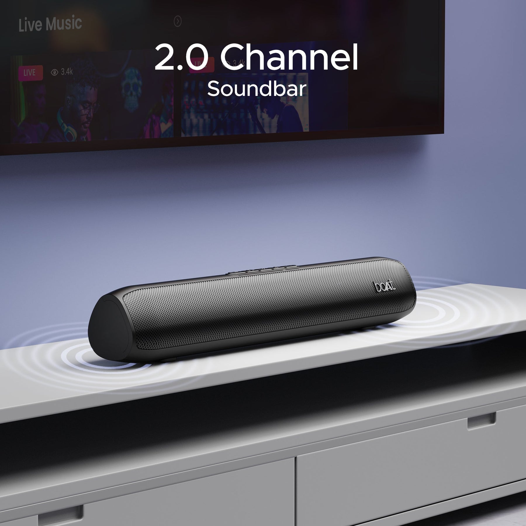 boAt Aavante Bar Groove | Soundbar with 16W RMS boAt Signature Sound, 2.0 Channel Sound, Bluetooth v5.0