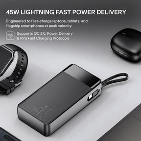 boAt Apex PB445 | 20000mAh Powerbank with 45W Turbo Fast Charging, Type-C Cable & 12-Layer Protection