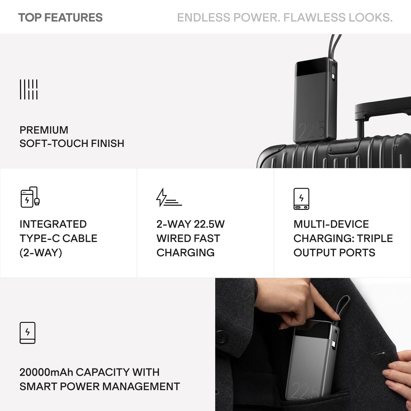 boAt Apex PB400 | 20000mAh Powerbank with 22.5W Fast Charging & 12-Layer Protection