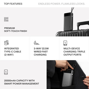 boAt Apex PB400 | 20000mAh Powerbank with 22.5W Fast Charging & 12-Layer Protection