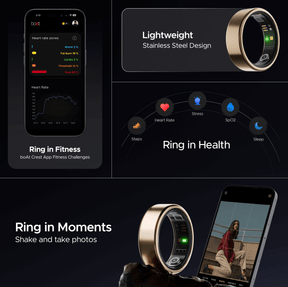 boAt Smart Ring Active | Smart Ring with Stainless Steel Design, 90% Lighter, Health Monitoring, Magnetic Charging Case