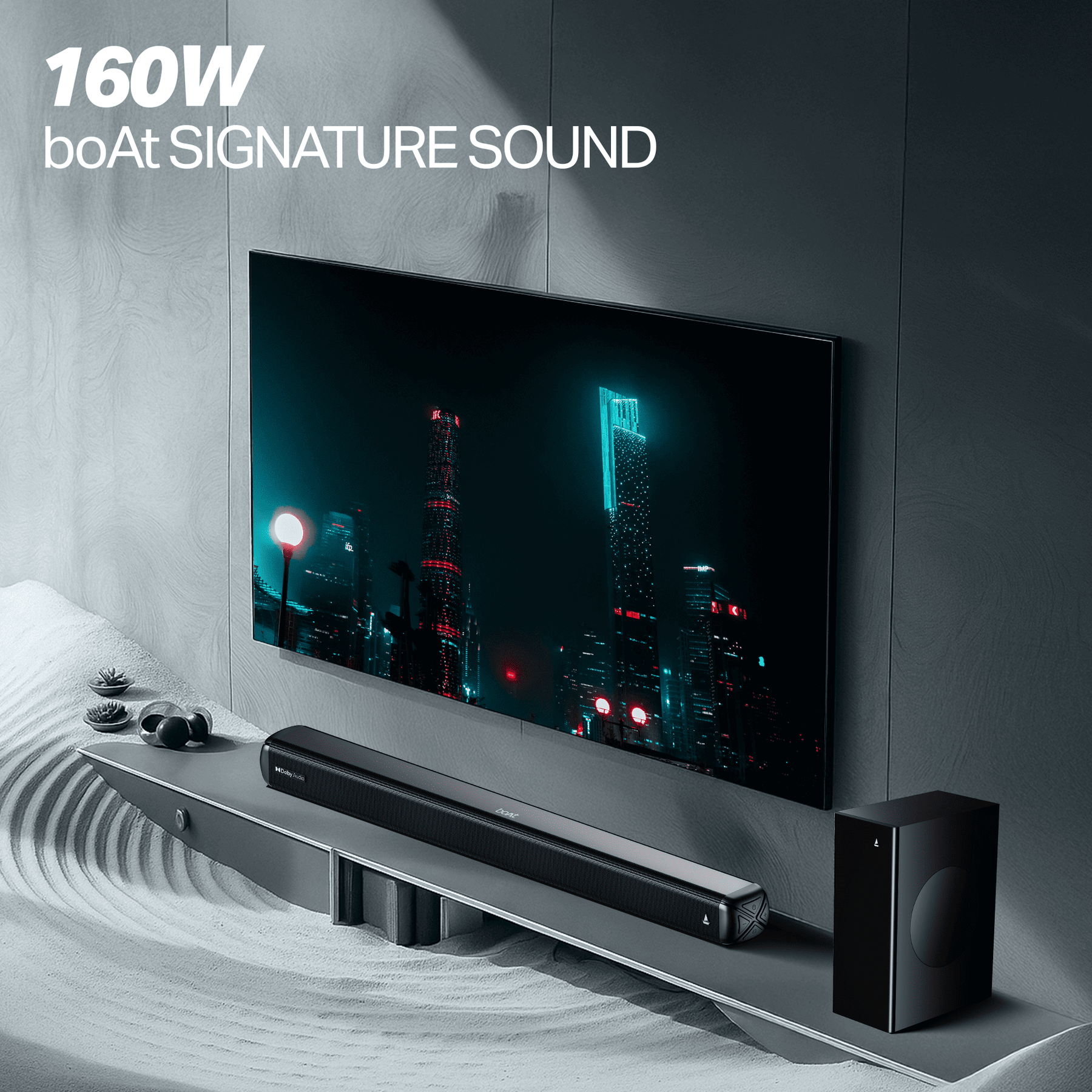 boAt Aavante 2.1 1600D | 160W 2.1 Channel Soundbar with Wired Subwoofer, Multi-Connectivity & EQ Modes
