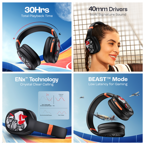 boAt Rockerz 460 | Wireless Headphone with 40mm Drivers, 30 HRS of Playback, ENx™ Technology For Clear Calls, Dual Pairing