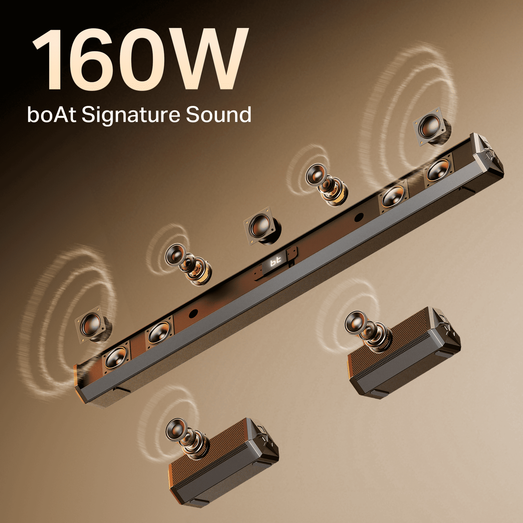 boAt Aavante Bar Prime B160 | 160W 5.1 Channel Soundbar with Wired Subwoofer & Rear Satellites