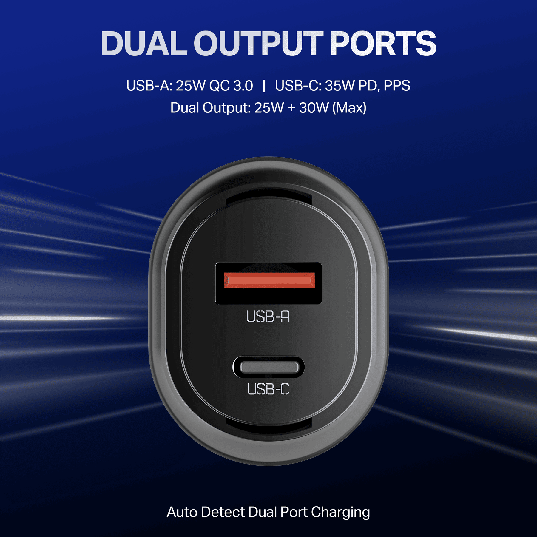 boAt Car Charger 55W | Dual Port Fast Car Charger with 55W Output, Smart IC Protection & Auto Detect Charging