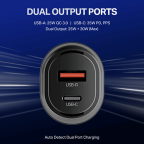 boAt Car Charger 55W | Dual Port Fast Car Charger with 55W Output, Smart IC Protection & Auto Detect Charging