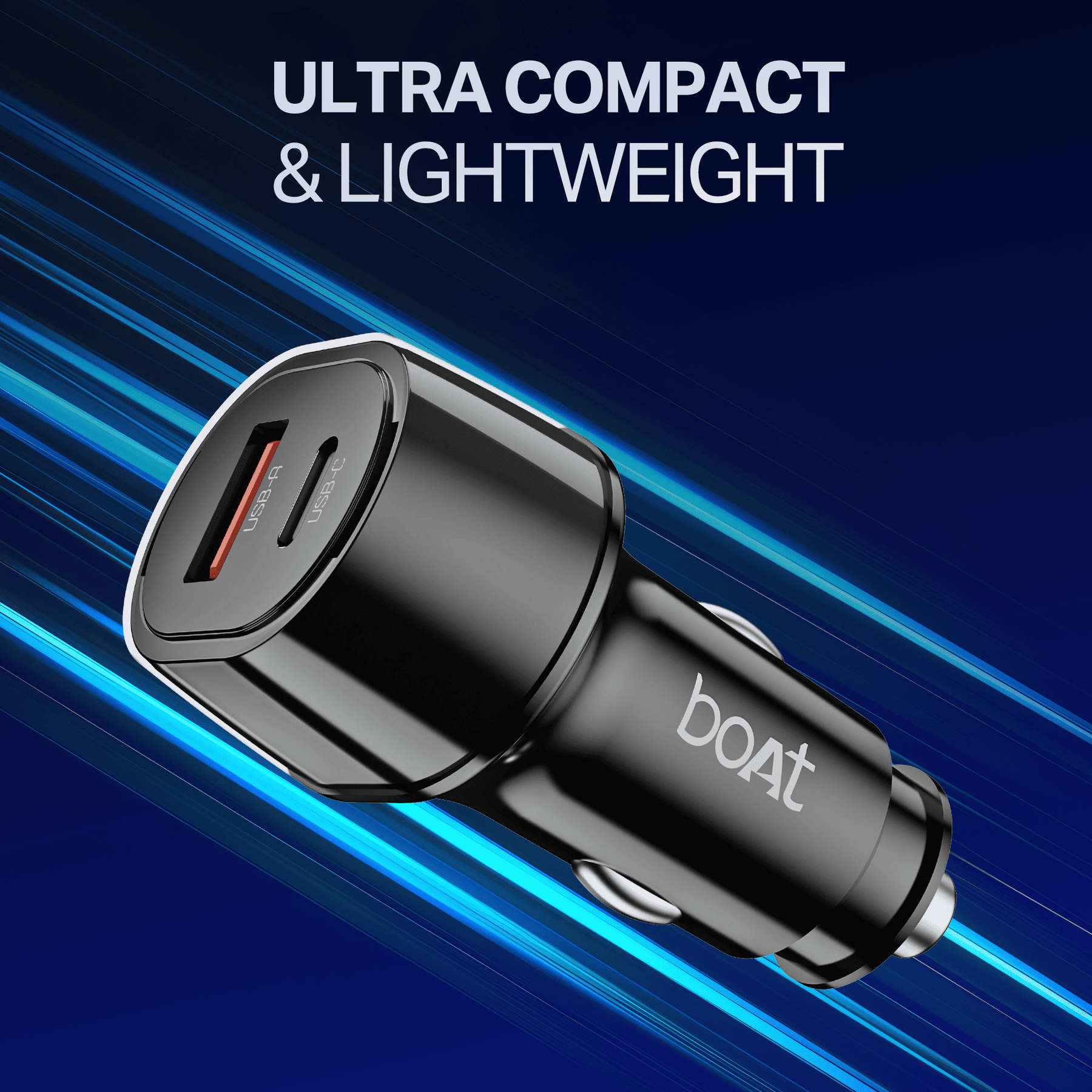 boAt Car Charger 55W | Dual Port Fast Car Charger with 55W Output, Smart IC Protection & Auto Detect Charging