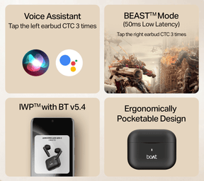 boAt Airdopes Ace Gen 2 | True Wireless Earbuds with 45 Hours Playback, ENx™ Tech & BEAST™ Mode