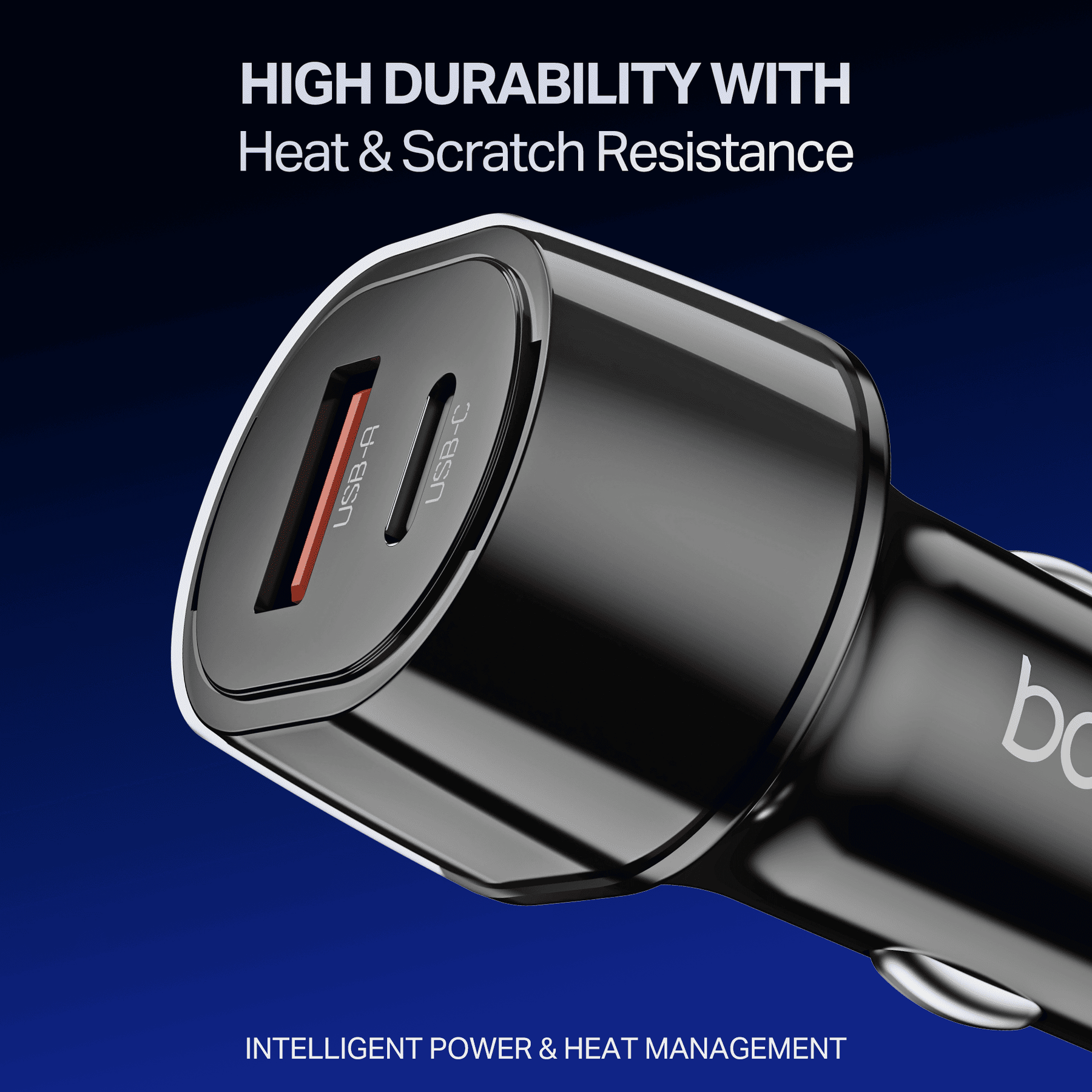 boAt Car Charger 55W | Dual Port Fast Car Charger with 55W Output, Smart IC Protection & Auto Detect Charging