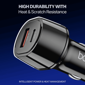 boAt Car Charger 55W | Dual Port Fast Car Charger with 55W Output, Smart IC Protection & Auto Detect Charging