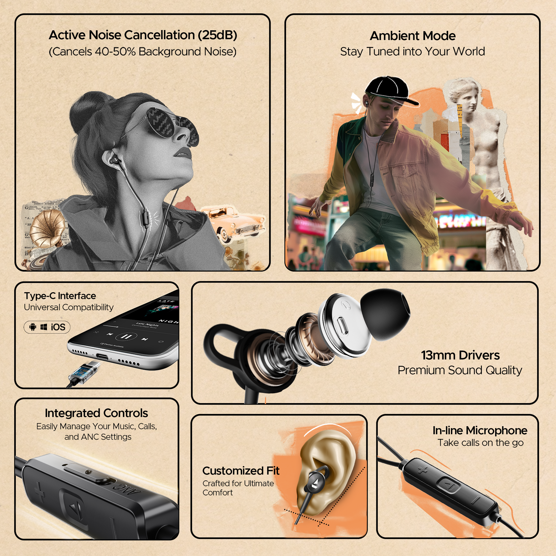 Wired earphones with active noise cancellation hotsell