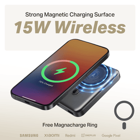 Energyshroom PB331 Magnacharge | Powerbank with 22.5W Fast Charging, 10,000mAh, 15W Magnetic Wireless Charging, 12-Layer Smart IC Protection, 3 Output Ports