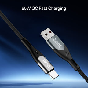 boAt Type A to C 65W Cable | Fast Charging Cable with 65W Output, 480 Mbps Data Sync & Nylon Braided Skin