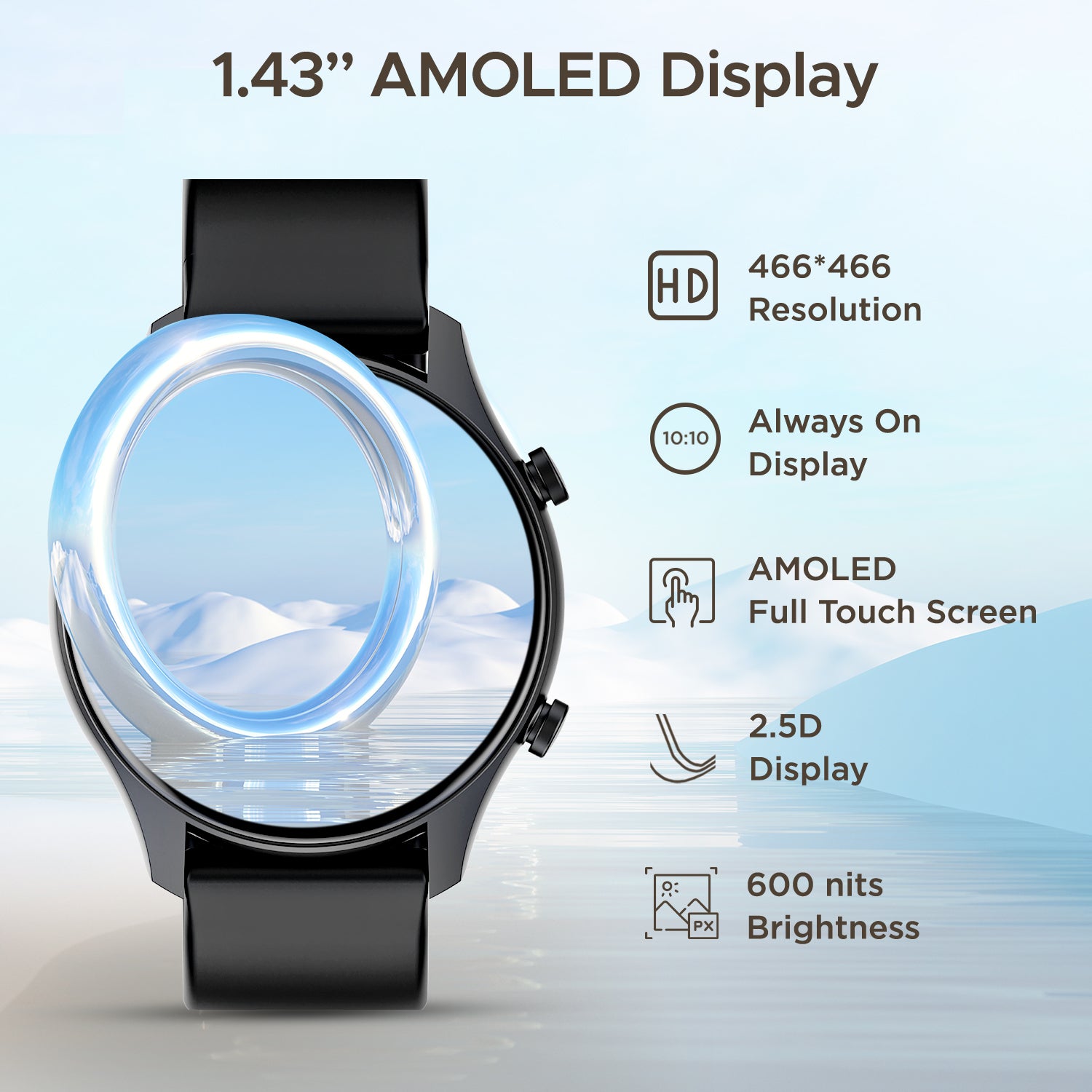 boAt Lunar Call Plus | Premium Smartwatch with Bluetooth Calling,  1.43" (3.63cm) AMOLED display, SpO2 Monitoring, 100+ Sports Modes