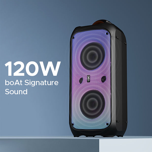 boAt Party Pal 300 | Bluetooth Speaker with 120W RMS Stereo Sound, 6 Hours Playback, Mic for karaoke