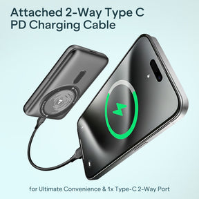 Energyshroom PB330 Pro Magnacharge | 10000mAh Qi2 Magnetic Wireless Powerbank with 15W Wireless Charging, 22.5W Wired Fast Charging & Foldable Stand