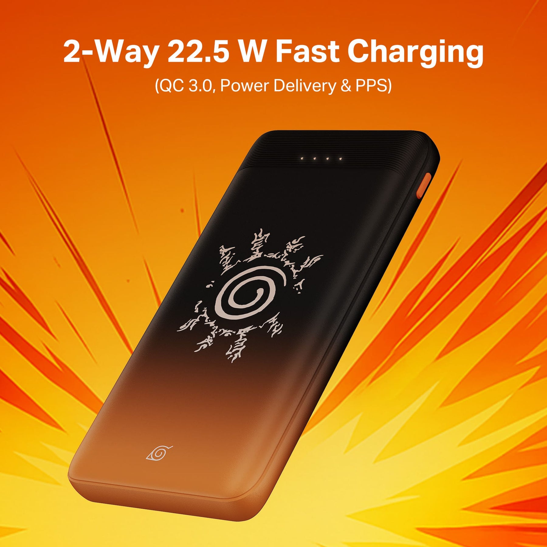 Energyshroom PB300 SPL (Naruto Edition)| Powerbank with 22.5W Fast Charging, 10,000mAh, 12-Layer Protection, 3 Output Ports