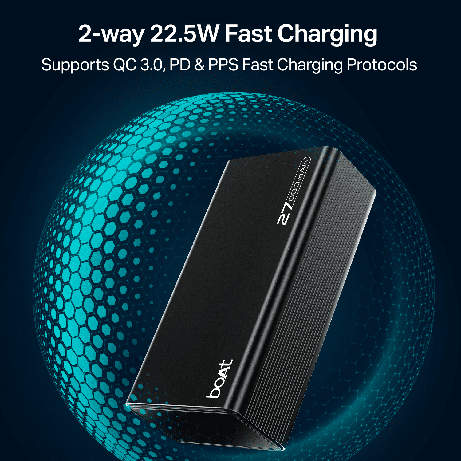 Energyshroom PB600 | Powerbank with 22.5W Fast Charging, 27000mAh, 12-Layer Protection, 4 Output Ports