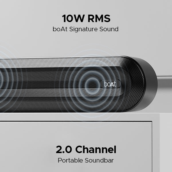 boAt Aavante Bar Aspire | Bluetooth Soundbar with 10W RMS Signature Sound, 2.0 Channel with 7 Hours Playback, TWS Feature