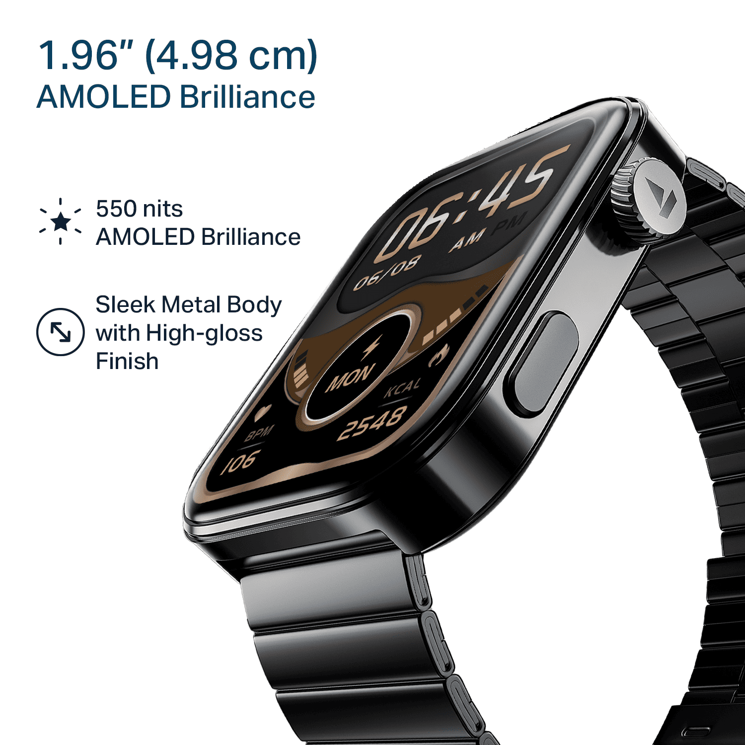 boAt Chrome Endeavour | Smartwatch with 1.96" AMOLED Display, AI Coach, Auto Activity Detection & Turn-by-Turn Navigation