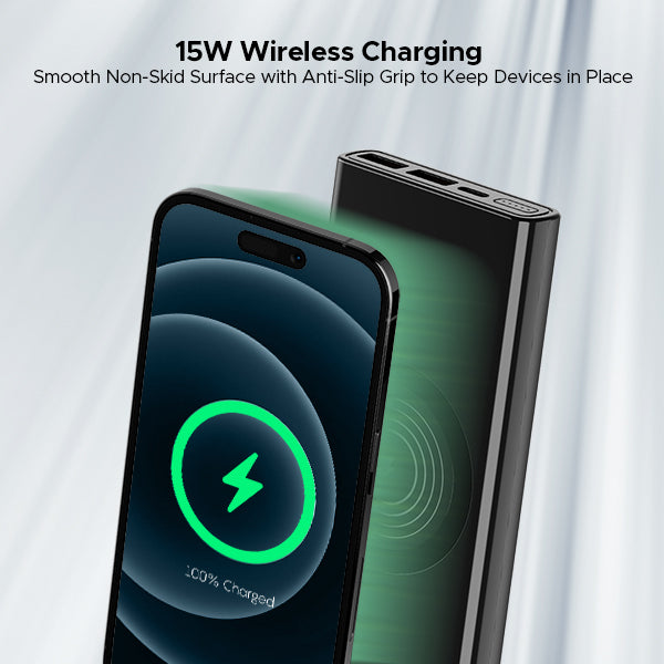 EnergyShroom PB310 Wireless Pro | Powerbank with 15W Wireless Charging, 22.5W Wired Fast Charging, 12 Layer Smart IC Protection