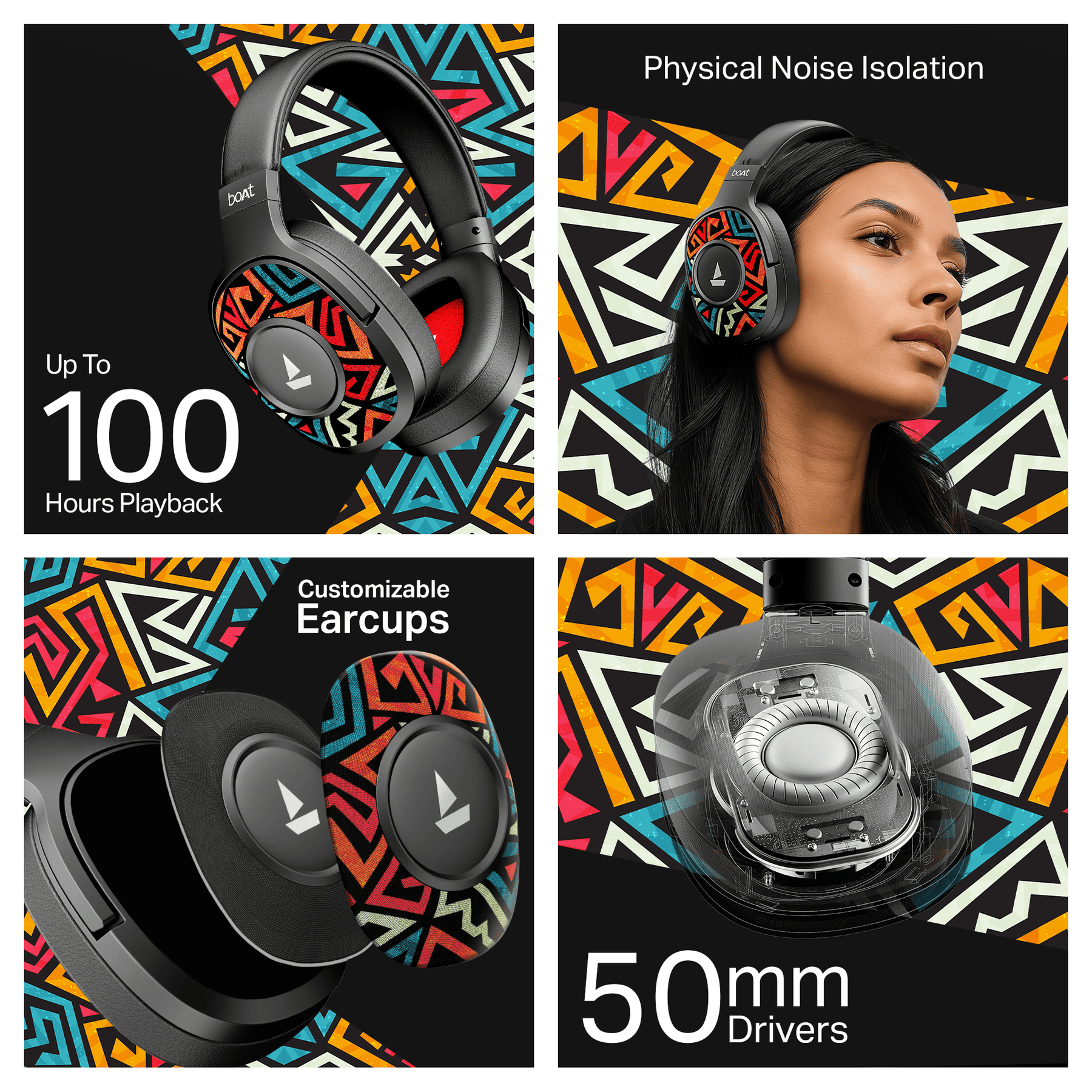 boAt Rockerz Plus 550 | Wireless Headphones with 100H Playback, 50mm Drivers & boAt Signature Sound