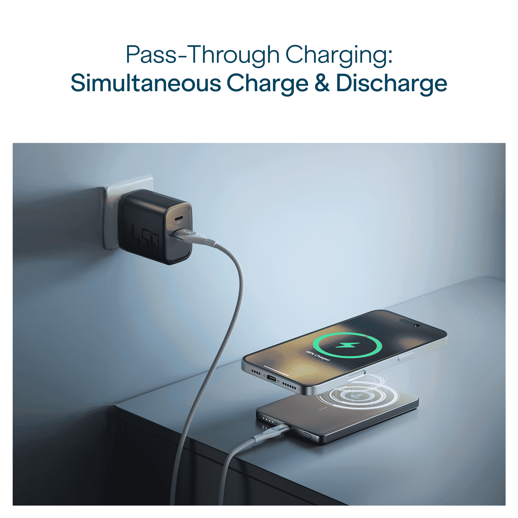 boAt Energyshroom Magnacharge Air | 4800mAh Ultra-Slim Magnetic Wireless Power Bank with 15W Wireless Charging